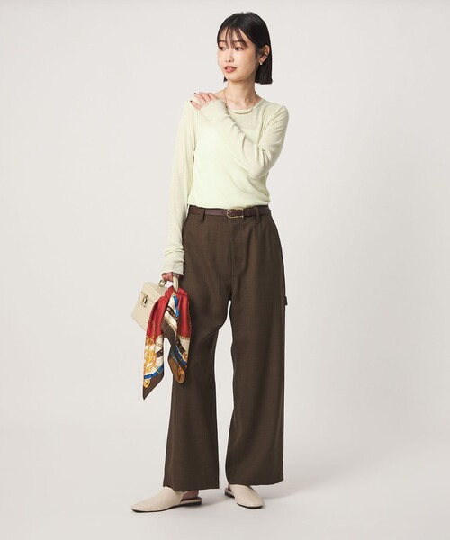 green label relaxing（グリーンレーベルリラクシング）の「［size SHORTあり］テレコ クルーネック プルオーバー（Tシャツ/カットソー・レディース・ブラック/ライトグレー/ダークグレー/オフホワイト/モカ/ベージュ/イエロー/その他1/ダークブラウン・SHORT/FREE）」の11枚目の写真