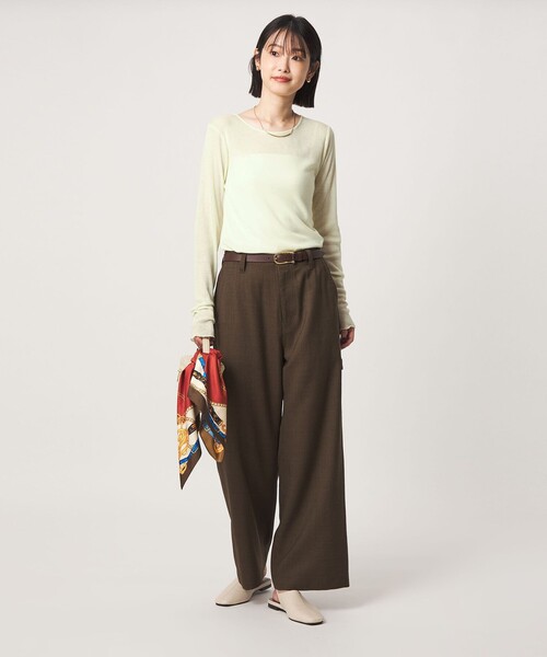 green label relaxing（グリーンレーベルリラクシング）の「［size SHORTあり］テレコ クルーネック プルオーバー（Tシャツ/カットソー・レディース・ブラック/ライトグレー/ダークグレー/オフホワイト/モカ/ベージュ/イエロー/その他1/ダークブラウン・SHORT/FREE）」の12枚目の写真