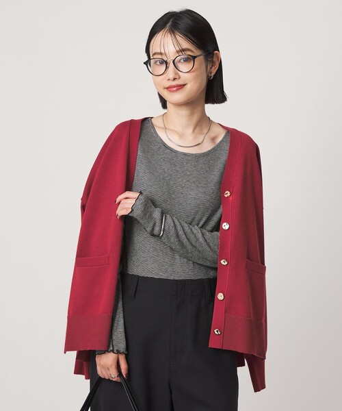 green label relaxing（グリーンレーベルリラクシング）の「［size SHORTあり］テレコ クルーネック プルオーバー（Tシャツ/カットソー・レディース・ブラック/ライトグレー/ダークグレー/オフホワイト/モカ/ベージュ/イエロー/その他1/ダークブラウン・SHORT/FREE）」の13枚目の写真