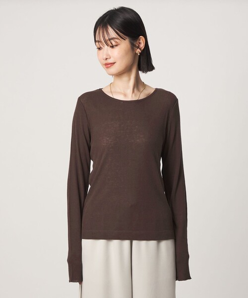 green label relaxing（グリーンレーベルリラクシング）の「［size SHORTあり］テレコ クルーネック プルオーバー（Tシャツ/カットソー・レディース・ブラック/ライトグレー/ダークグレー/オフホワイト/モカ/ベージュ/イエロー/その他1/ダークブラウン・SHORT/FREE）」の17枚目の写真