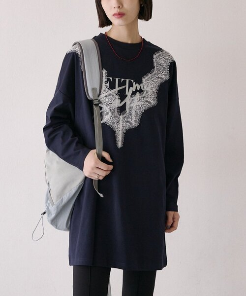 COLONY 2139(コロニートゥーワンスリーナイン)の「レースデザインTシャツ(Tシャツ/カットソー・レディース・チャコールグレー/ネイビー・FREE)」の16枚目の写真