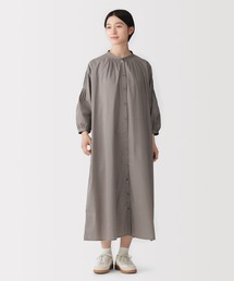 婦人 綿ピンタック 七分袖ワンピース