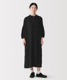 婦人　綿ピンタック　七分袖ワンピース