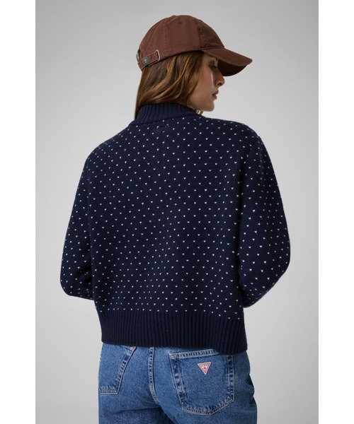 GUESS JEANS（ゲスジーンズ）の「GUESS JEANS MN Jacquard Zip Sweater ニット セーター ジップアップ（ニット/セーター・レディース・ネイビー・X-SMALL/MEDIUM/SMALL）」の2枚目の写真