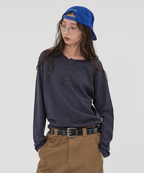WISH FOR EVER(ウィッシュフォーエバー)の「HENRY NECK MELANGE KNIT/ヘンリーネックメランジニット(ニット/セーター・メンズ・ブラック/ネイビー/ワインレッド/エメラルド/チャコールグレー・SMALL/MEDIUM/LARGE)」の4枚目の写真