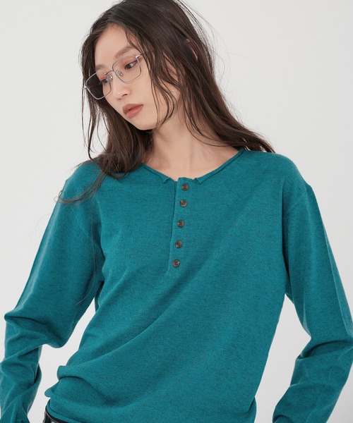 WISH FOR EVER(ウィッシュフォーエバー)の「HENRY NECK MELANGE KNIT/ヘンリーネックメランジニット(ニット/セーター・メンズ・ブラック/ネイビー/ワインレッド/エメラルド/チャコールグレー・SMALL/MEDIUM/LARGE)」の3枚目の写真