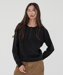 HENRY NECK MELANGE KNIT/ヘンリーネックメランジニット