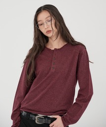 HENRY NECK MELANGE KNIT/ヘンリーネックメランジニット