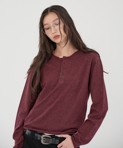WISH FOR EVER(ウィッシュフォーエバー)の「HENRY NECK MELANGE KNIT/ヘンリーネックメランジニット(ニット/セーター・メンズ・ブラック/ネイビー/ワインレッド/エメラルド/チャコールグレー・SMALL/MEDIUM/LARGE)」の5枚目の写真