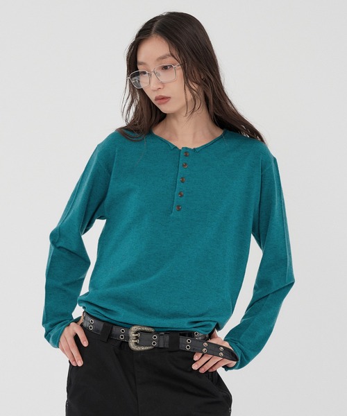WISH FOR EVER(ウィッシュフォーエバー)の「HENRY NECK MELANGE KNIT/ヘンリーネックメランジニット(ニット/セーター・メンズ・ブラック/ネイビー/ワインレッド/エメラルド/チャコールグレー・SMALL/MEDIUM/LARGE)」の7枚目の写真