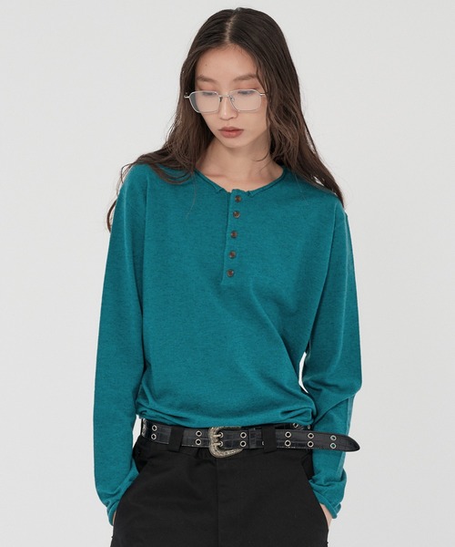 WISH FOR EVER(ウィッシュフォーエバー)の「HENRY NECK MELANGE KNIT/ヘンリーネックメランジニット(ニット/セーター・メンズ・ブラック/ネイビー/ワインレッド/エメラルド/チャコールグレー・SMALL/MEDIUM/LARGE)」の8枚目の写真