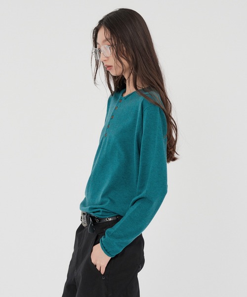 WISH FOR EVER(ウィッシュフォーエバー)の「HENRY NECK MELANGE KNIT/ヘンリーネックメランジニット(ニット/セーター・メンズ・ブラック/ネイビー/ワインレッド/エメラルド/チャコールグレー・SMALL/MEDIUM/LARGE)」の9枚目の写真