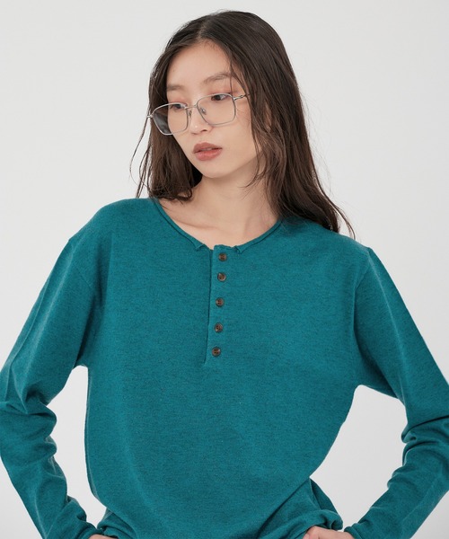 WISH FOR EVER(ウィッシュフォーエバー)の「HENRY NECK MELANGE KNIT/ヘンリーネックメランジニット(ニット/セーター・メンズ・ブラック/ネイビー/ワインレッド/エメラルド/チャコールグレー・SMALL/MEDIUM/LARGE)」の10枚目の写真