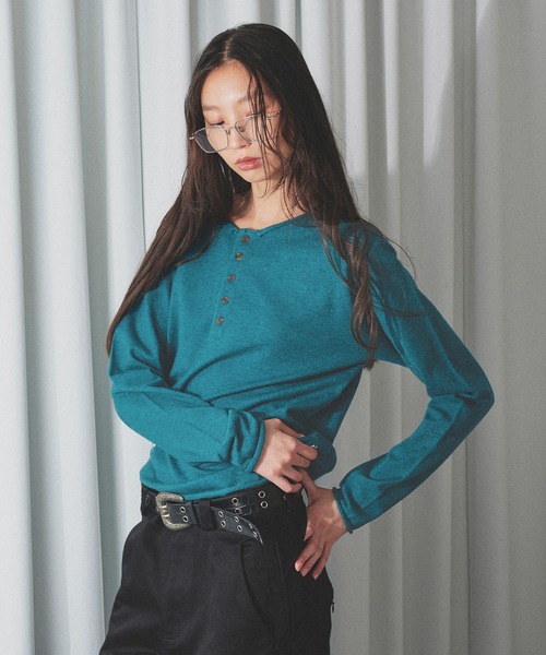 WISH FOR EVER(ウィッシュフォーエバー)の「HENRY NECK MELANGE KNIT/ヘンリーネックメランジニット(ニット/セーター・メンズ・ブラック/ネイビー/ワインレッド/エメラルド/チャコールグレー・SMALL/MEDIUM/LARGE)」の11枚目の写真