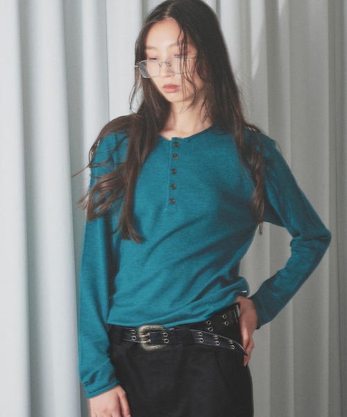WISH FOR EVER(ウィッシュフォーエバー)の「HENRY NECK MELANGE KNIT/ヘンリーネックメランジニット(ニット/セーター・メンズ・ブラック/ネイビー/ワインレッド/エメラルド/チャコールグレー・SMALL/MEDIUM/LARGE)」の12枚目の写真