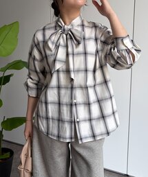 Jena espace merveilleux | チェックリボンシャツ(シャツ/ブラウス)