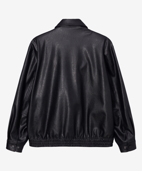 MINDBRIDGE（マインドブリッジ）の「[COUTURE] アウトポケット ブラックレザー オーバーサイズ ブルゾン（ライダースジャケット・メンズ・ブラック・95/100/105/110）」の7枚目の写真