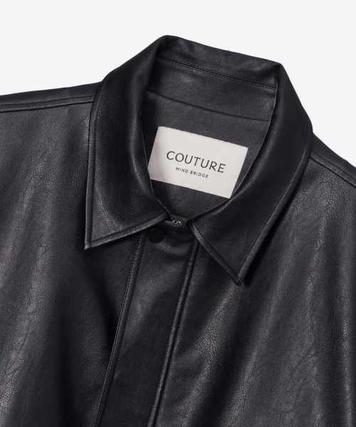 MINDBRIDGE（マインドブリッジ）の「[COUTURE] アウトポケット ブラックレザー オーバーサイズ ブルゾン（ライダースジャケット・メンズ・ブラック・95/100/105/110）」の5枚目の写真