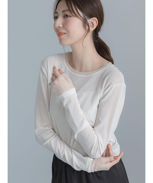 Te chichi(テチチ)の「フロッキーチュールトップス(Tシャツ/カットソー・レディース・ブラック/グレー/アイボリー・F)」の2枚目の写真