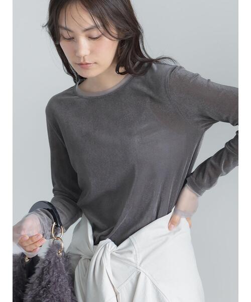 Te chichi(テチチ)の「フロッキーチュールトップス(Tシャツ/カットソー・レディース・ブラック/グレー/アイボリー・F)」の5枚目の写真