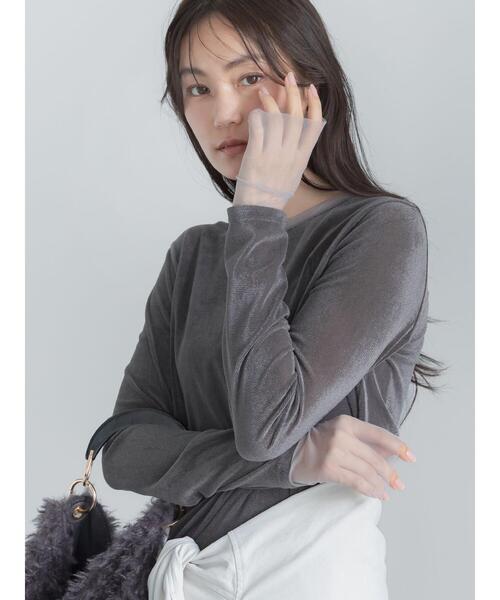 Te chichi(テチチ)の「フロッキーチュールトップス(Tシャツ/カットソー・レディース・ブラック/グレー/アイボリー・F)」の22枚目の写真