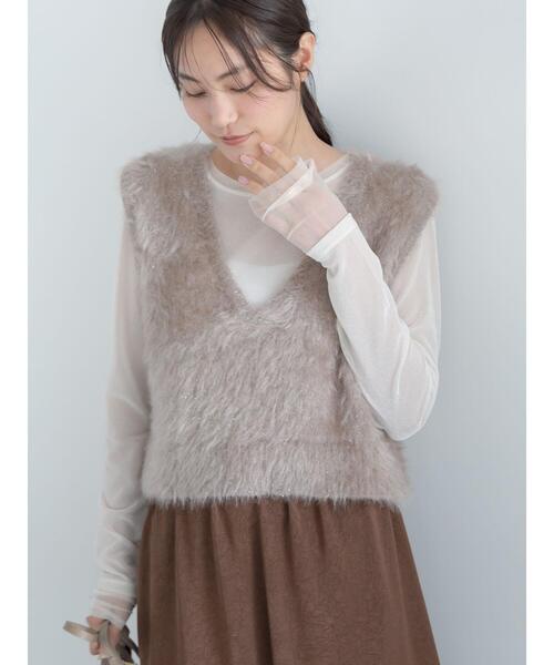 Te chichi(テチチ)の「フロッキーチュールトップス(Tシャツ/カットソー・レディース・ブラック/グレー/アイボリー・F)」の19枚目の写真