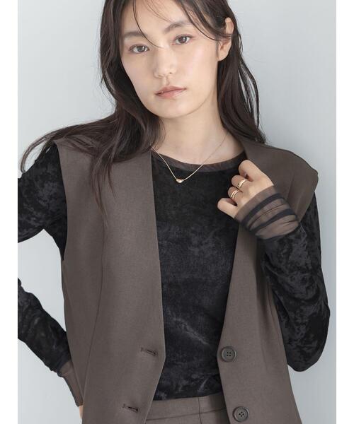 Te chichi(テチチ)の「フロッキーチュールトップス(Tシャツ/カットソー・レディース・ブラック/グレー/アイボリー・F)」の9枚目の写真