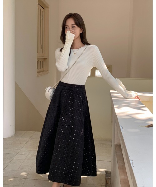 BIRTHDAY BASH(バースデイバッシュ)の「FRILL SLEEVE KNIT(フリルスリーブニットトップス)(ニット/セーター・レディース・ホワイト/ブラック・SMALL/MEDIUM)」の10枚目の写真