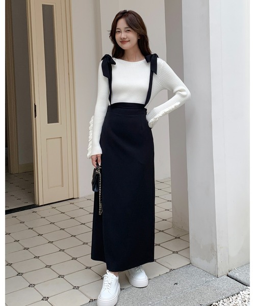 BIRTHDAY BASH(バースデイバッシュ)の「FRILL SLEEVE KNIT(フリルスリーブニットトップス)(ニット/セーター・レディース・ホワイト/ブラック・SMALL/MEDIUM)」の12枚目の写真