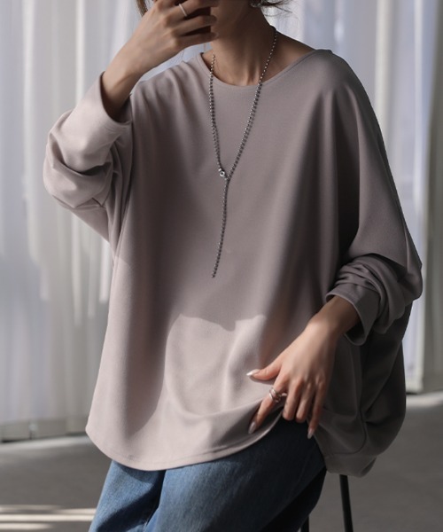 HUG.U（ハグユー）の「シワになりにくい ドルマンTブラウス（シャツ/ブラウス・レディース・レッドパープル/ネイビー/ホワイト/ライトグレー/ブラック・FREE）」の18枚目の写真