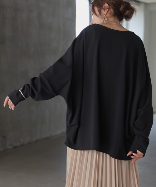 HUG.U（ハグユー）の「シワになりにくい ドルマンTブラウス（シャツ/ブラウス・レディース・レッドパープル/ネイビー/ホワイト/ライトグレー/ブラック・FREE）」の14枚目の写真