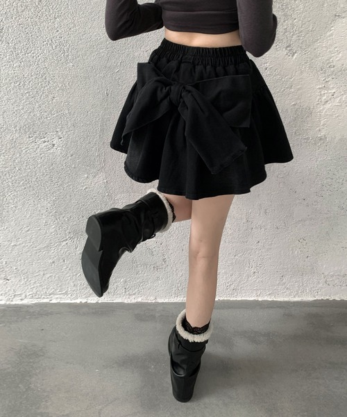 VEILA(ヴェイラ)の「バックリボン フレアデニムミニスカート(スカート・レディース・ブラック・S/M/L)」の10枚目の写真