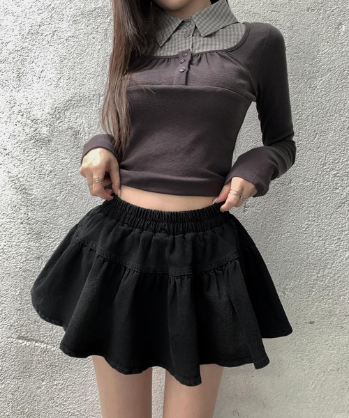 VEILA(ヴェイラ)の「バックリボン フレアデニムミニスカート(スカート・レディース・ブラック・S/M/L)」の13枚目の写真