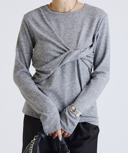 Lui's(ルイス)の「ねじりデザイン微起毛プルオーバー(Tシャツ/カットソー・レディース・グレー/チャコールグレー/グリーン・FREE)」の14枚目の写真
