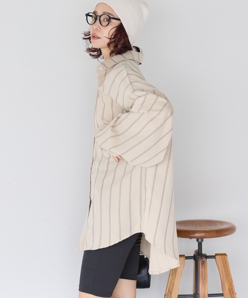 gossara(ゴサラ)の「【gossara 大人のストライプ!】マルチストライプシャツ(シャツ/ブラウス・レディース・ブラウン/ベージュ/アイボリー・FREE)」の11枚目の写真