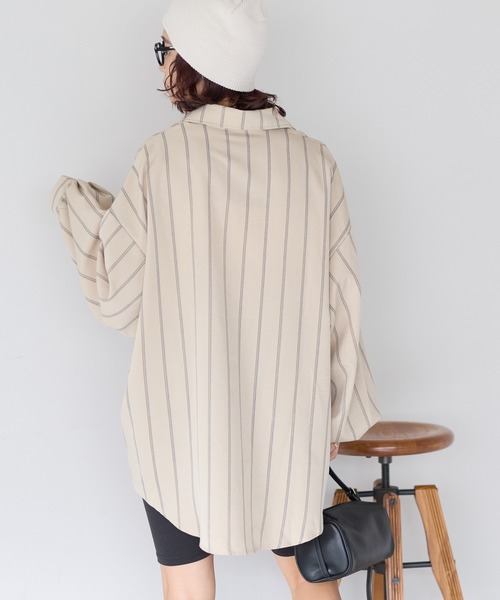 gossara(ゴサラ)の「【gossara 大人のストライプ!】マルチストライプシャツ(シャツ/ブラウス・レディース・ブラウン/ベージュ/アイボリー・FREE)」の13枚目の写真