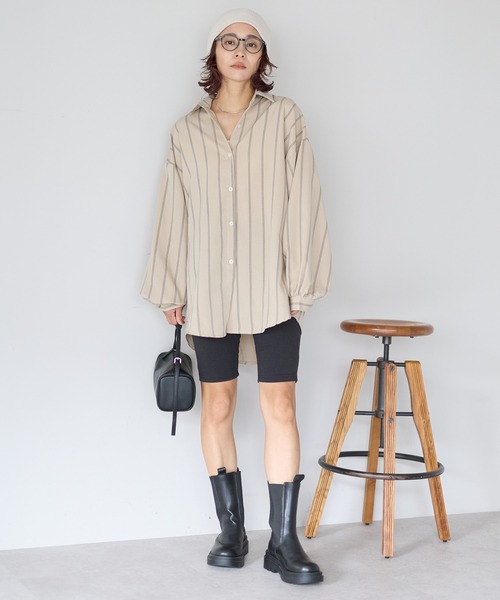 gossara(ゴサラ)の「【gossara 大人のストライプ!】マルチストライプシャツ(シャツ/ブラウス・レディース・ブラウン/ベージュ/アイボリー・FREE)」の14枚目の写真