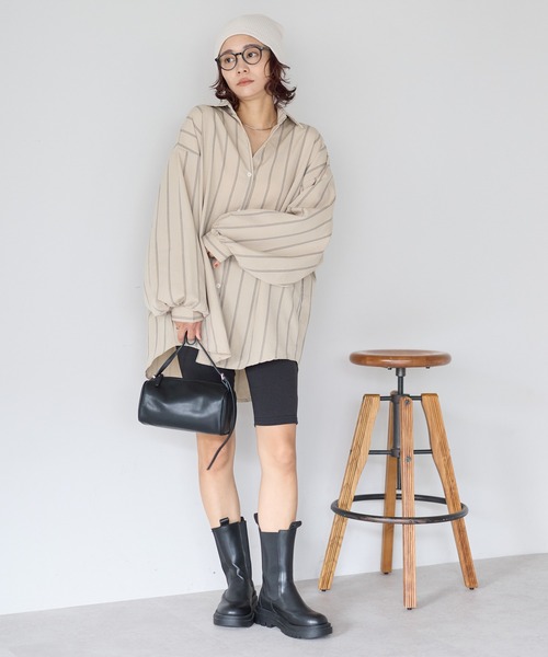 gossara(ゴサラ)の「【gossara 大人のストライプ!】マルチストライプシャツ(シャツ/ブラウス・レディース・ブラウン/ベージュ/アイボリー・FREE)」の15枚目の写真