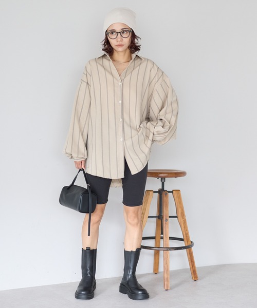 gossara(ゴサラ)の「【gossara 大人のストライプ!】マルチストライプシャツ(シャツ/ブラウス・レディース・ブラウン/ベージュ/アイボリー・FREE)」の16枚目の写真