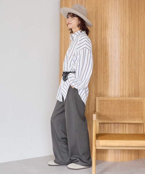 gossara(ゴサラ)の「【gossara 大人のストライプ!】マルチストライプシャツ(シャツ/ブラウス・レディース・ブラウン/ベージュ/アイボリー・FREE)」の5枚目の写真