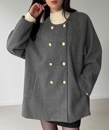 collarless short jacket coat / カラーレスショートジャケットコート