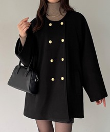 collarless short jacket coat / カラーレスショートジャケットコート