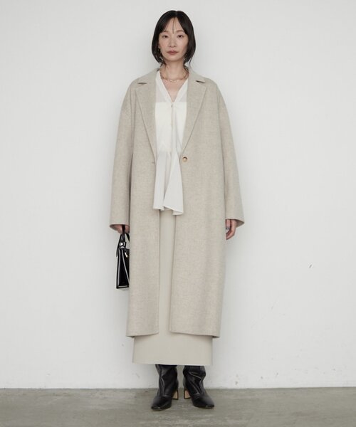 LOUNGEDRESS(ラウンジドレス)の「《名品コートをブラッシュアップ》ロングリバーコート(その他アウター・レディース・キャメル/ブラック/ライトベージュ・FREE)」の21枚目の写真