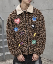 HOOK（フック）の「HOOK -original- レオパード柄ワッペン刺繍ボアジャケット（ブルゾン）」