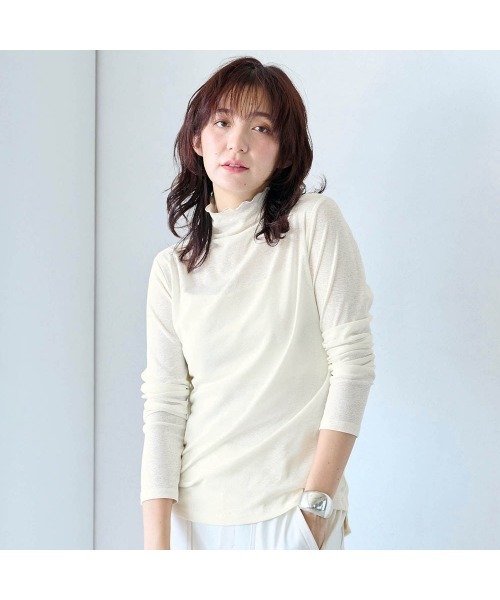 Belle Maison(ベルメゾン)の「スラブシアーハイネックカットソー【乾燥機OK】(Tシャツ/カットソー・レディース・オフホワイト/グレー/チャコール・L/M/S)」の21枚目の写真