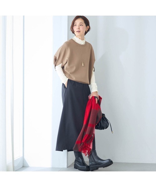 Belle Maison(ベルメゾン)の「スラブシアーハイネックカットソー【乾燥機OK】(Tシャツ/カットソー・レディース・オフホワイト/グレー/チャコール・L/M/S)」の4枚目の写真