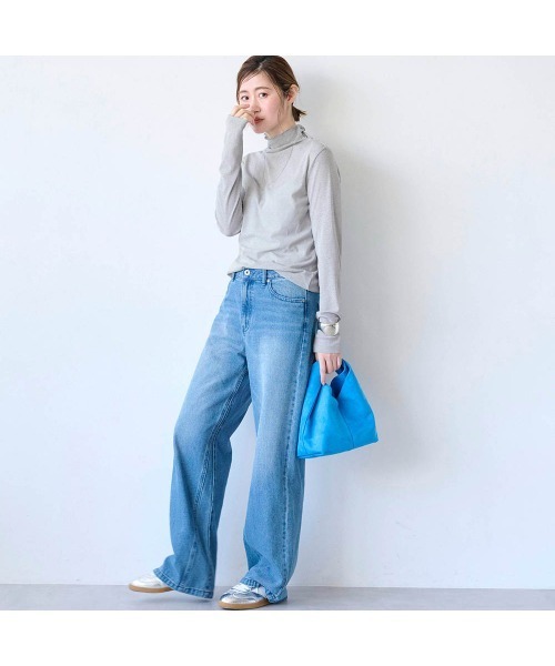 Belle Maison(ベルメゾン)の「スラブシアーハイネックカットソー【乾燥機OK】(Tシャツ/カットソー・レディース・オフホワイト/グレー/チャコール・L/M/S)」の7枚目の写真