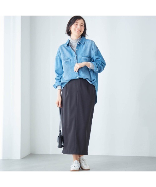 Belle Maison(ベルメゾン)の「スラブシアーハイネックカットソー【乾燥機OK】(Tシャツ/カットソー・レディース・オフホワイト/グレー/チャコール・L/M/S)」の9枚目の写真