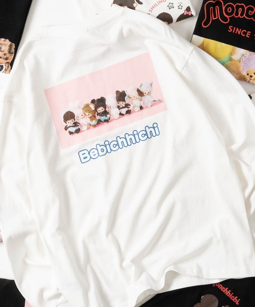 JOHN'S CLOSET（ジョンズクローゼット）の「【k】〔Monchhichi /モンチッチ〕アソートデザイン プリント ロンT レディース/フリーサイズ（Tシャツ/カットソー・レディース・ブラック系/ホワイト系3/ブラック系3/ホワイト系2/オフホワイト/ホワイト系/ブラック/ブラック系2・FREE）」の2枚目の写真