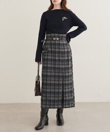 ベルト付きナロースカート
